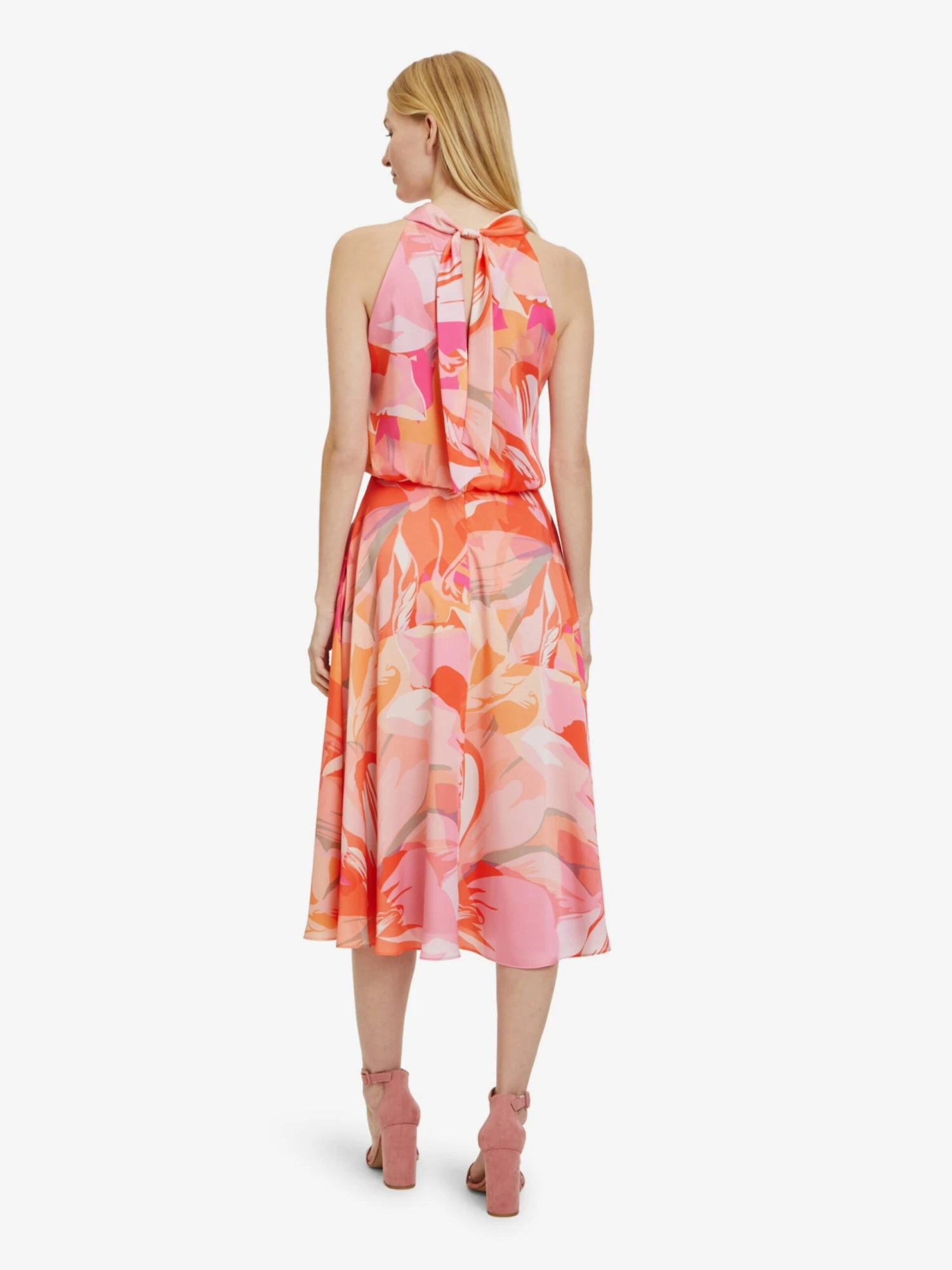 Vera Mont Midi Jurken Jurk Dames Oranje / Pink 6 Vera Mont Midi Jurken Jurk Dames Oranje / Pink - Afbeelding 4