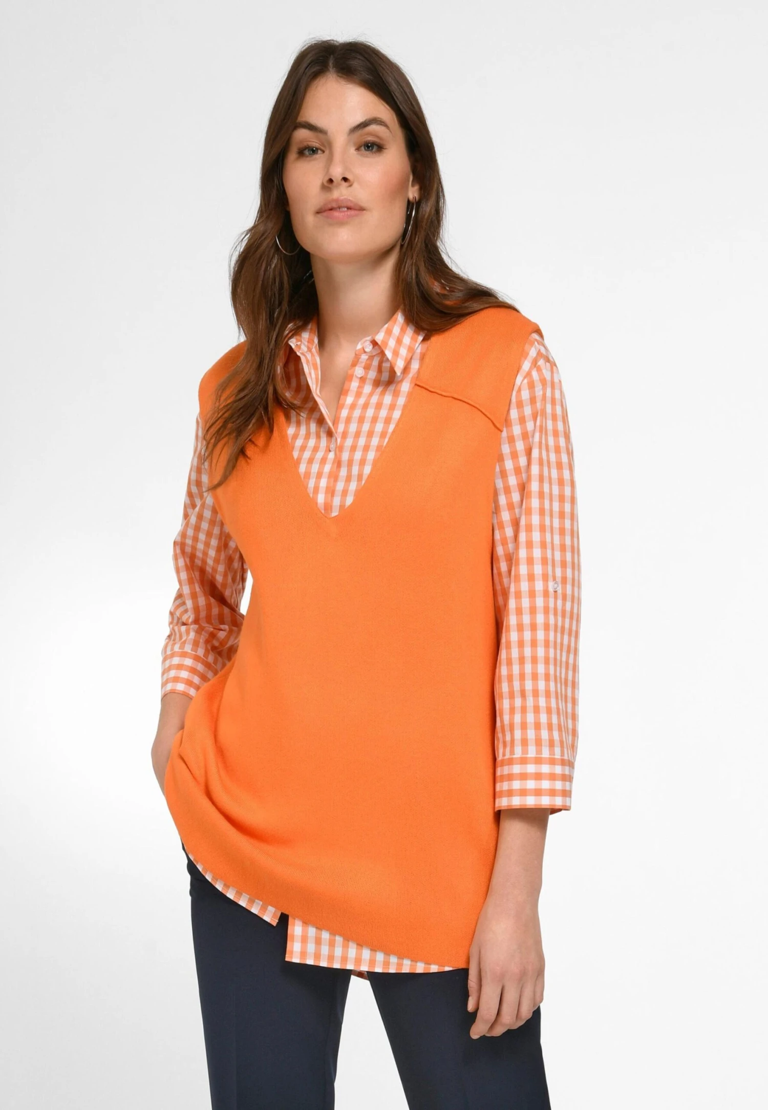 Lange Truien Trui Dames Oranje 4 Lange Truien Trui Dames Oranje - Afbeelding 2