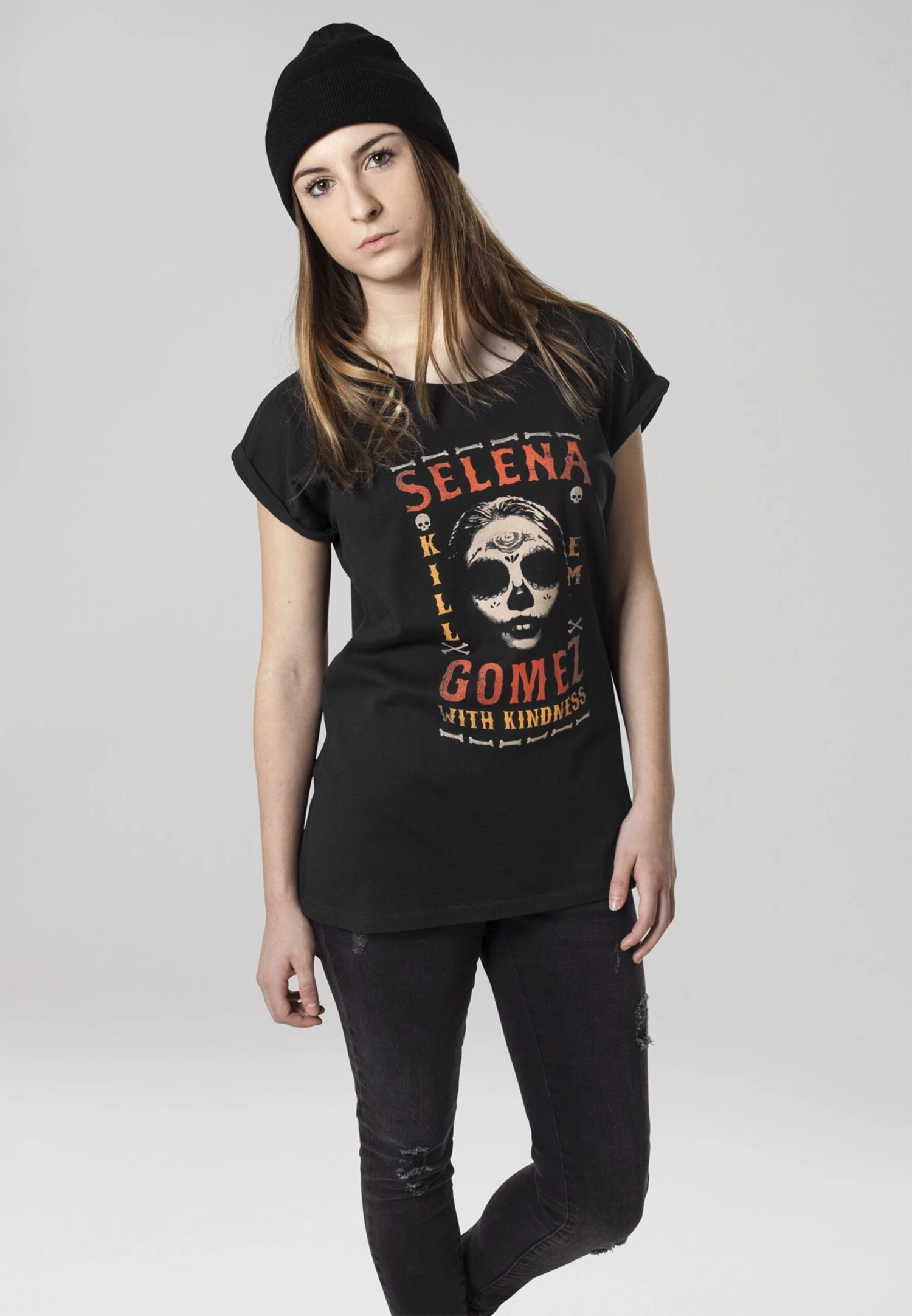 T-shirts Shirt Selena Gomez Kill Em Dames Zwart 5 T-shirts Shirt Selena Gomez Kill Em Dames Zwart - Afbeelding 3