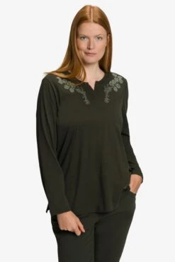 Ulla Popken Longsleeves Shirt Dames Donkergroen -Dameskleding Verkoop Winkel f8bf85b28105da30379086ac7ed2ae8f
