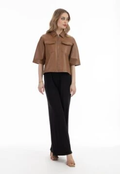 Faina Leren Jassen Tussenjas Dames Cognac -Dameskleding Verkoop Winkel f90fce9cc6e67c24a8917edc356ae514