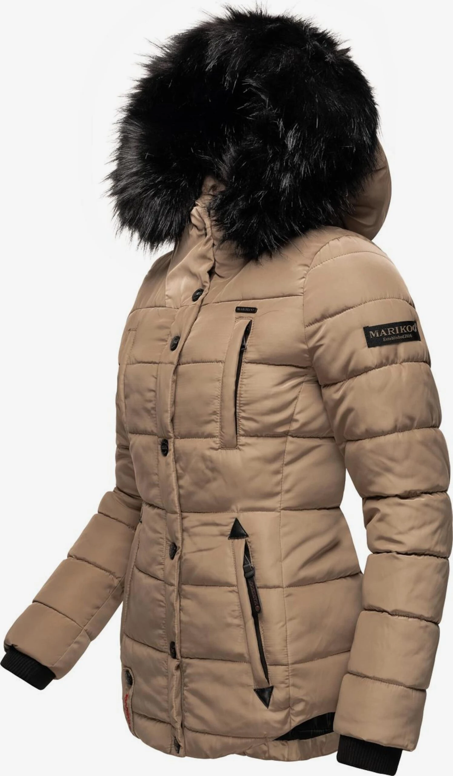 Marikoo Gewatteerde Jassen Winterjas Lotusblüte Dames Bruin 4 Marikoo Gewatteerde Jassen Winterjas Lotusblüte Dames Bruin - Afbeelding 2