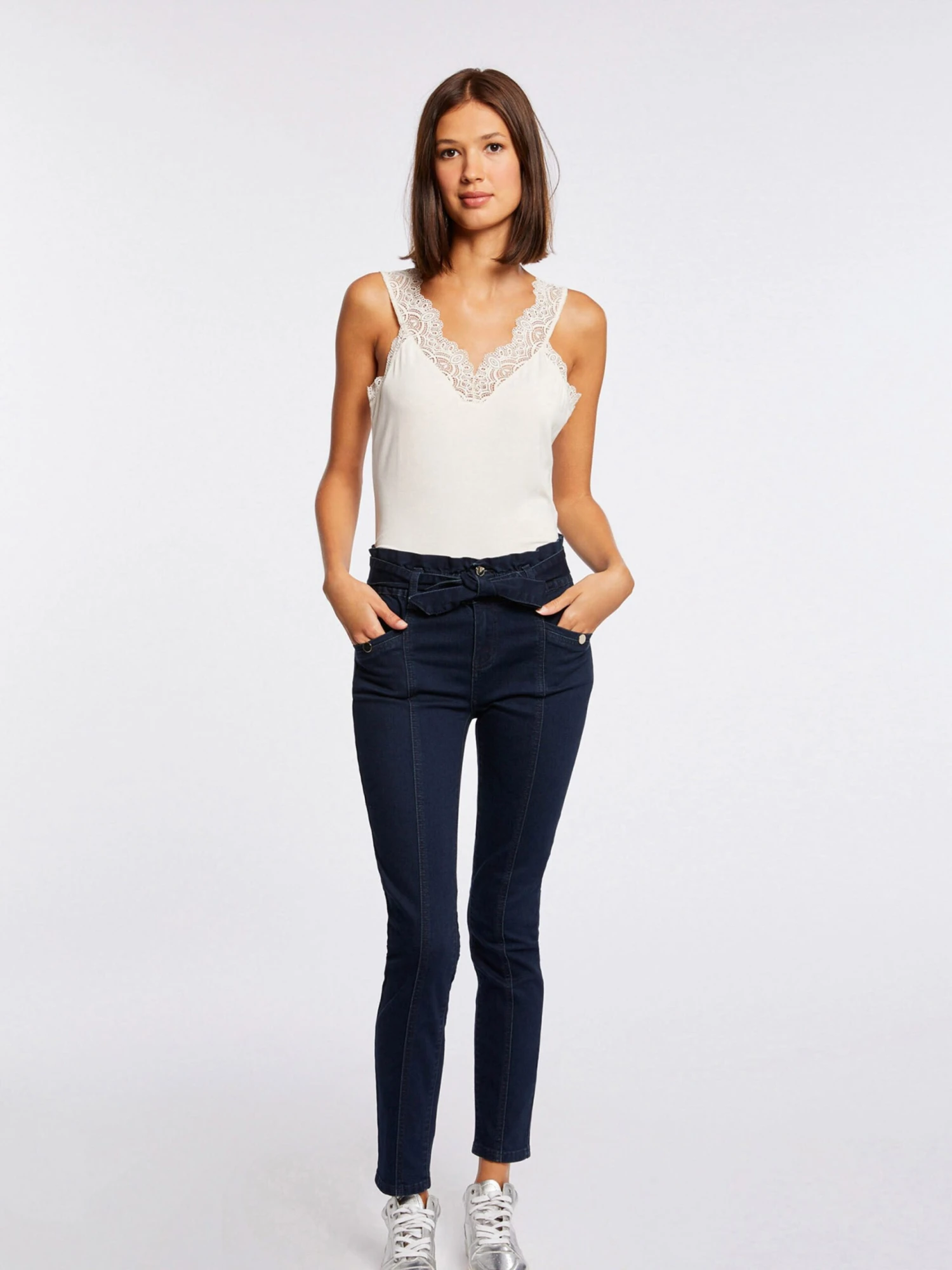 MORGAN Kanten Tops Top DNINO Dames Ivoor 6 MORGAN Kanten Tops Top DNINO Dames Ivoor - Afbeelding 4